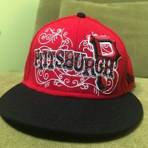 Pittsburgh Pirates RED/Black 59Fifty Hat Sz 7 3/8
